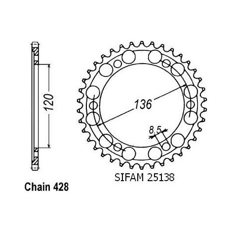 Couronne Tzr 125 Rr 1996-1998 - 428 - 51 Dents - Similaire JTR1847