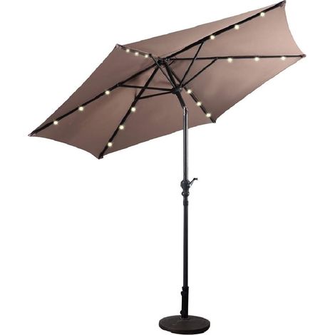 COSTWAY Ombrellone da Giardino con Led Luci Ø270 cm, Parasole da Esterno Ombrello da Spiaggia (marrone) (1/5)