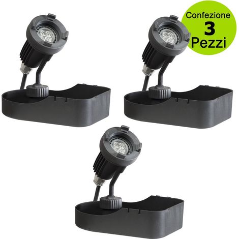 Multipack da 3 pz faretto halley per laghetto a led sommergibile illuminazione fontane e giardini