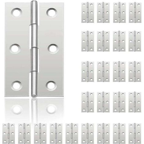 Ulisem24Pcs Petit Charnières pour Portes, Charnière Inox, DIY Charnières de Portes pour Porte Placard Charnière Piano Boîtes à bijoux La Maison Meubles Matériel Armoire(44mm32mm) (1/4)