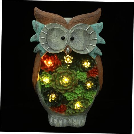 Lampe de Paysage LED Solaire de Hibou pour Jardin Extérieur, Veilleuse Décorative Étanche en Résine, Ornement Lumineux de Cour Automatique, Éclairage Paysager Créatif (1/5)