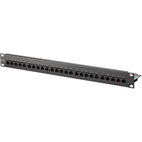 Metz Connect UAE 25x8(4) Panel de parcheo Cat.3, chapa de acero negro, 130814-0203-E
