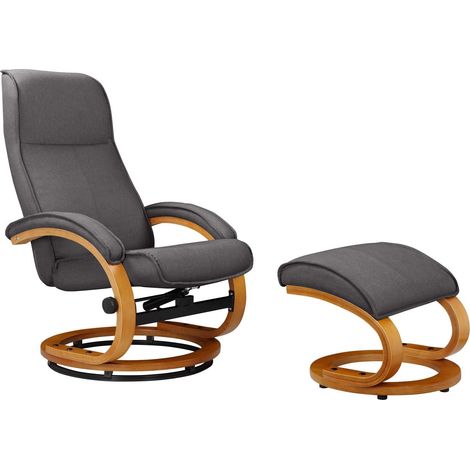 ParisFauteuil de relaxation avec tabouret en tissu anthracite (1/5)
