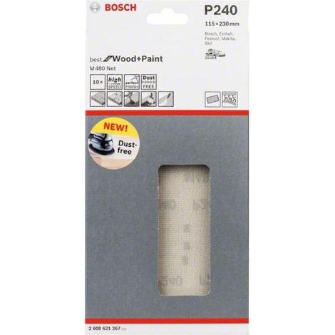 Bosch Accessories 2608621267 2608621267 Papier abrasif pour ponceuse vibrante Grain 240 (Ø x L) 115 mm x 230 mm 10 pc(s) A315862 (1/4)
