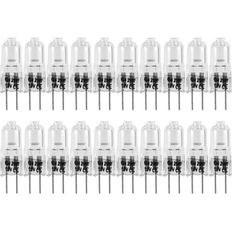 Lot de 20 Ampoules Halogènes G4 12V Transparentes 2 Broches Éclairage Cuisinière Feux Signalisation Piste (1/4)