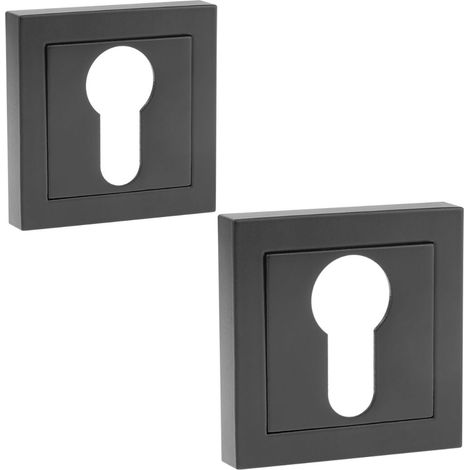 Roseta de puerta cuadrada PZ/BB, placa de recubrimiento negra mate, 52 x 52 mm (1/2)
