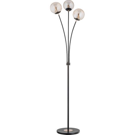 Alfa ARTIS 9277 Black & Gold Floor Lamp 175cm  Metal and Glass Standing Light, 3x E14 Bulbs Max 40W, Modern Classic Living Room Bedroom Reading Corner
