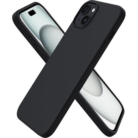 iPhone 15 Plus Hülle Silikon, Kratzfest & Stoßfest, Schwarz (1/5)