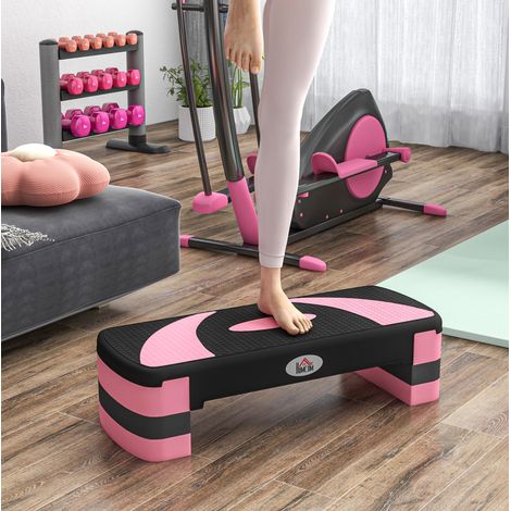 Stepper aeróbico ajustable, 3 alturas 10/15/20 cm, carga máx. 150 kg, negro DESVIAE