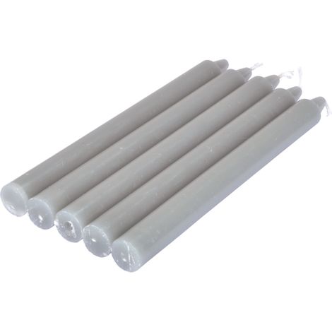 Lot de 5 bougies chandelier 20 cm Tendance uni gris