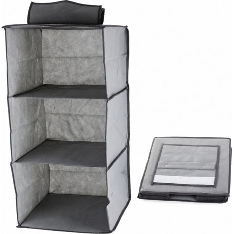 Organisateur de placard suspendu, 3 étagères, gris, 30 x 30 x 60 cm, gain de place, anti-poussière (1/4)