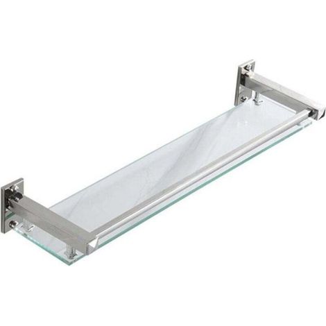 Étagère de douche en verre - ZOR® - 40 cm - Verre trempé - Murale - Rangement avec tablette - Rectangulaire (1/4)