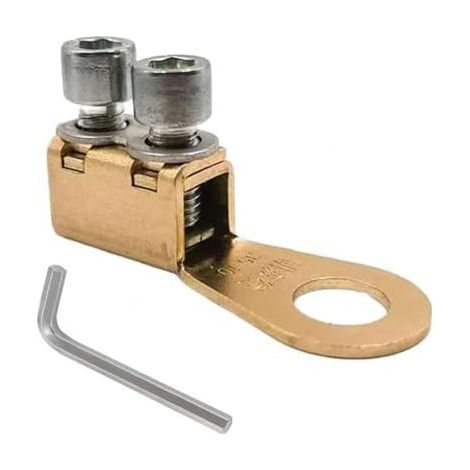Brass battery terminals, heavy-duty battery connection terminals for cars, trucks, and RVs secure screw connection high conductivity wrench included various sizes (1/5)