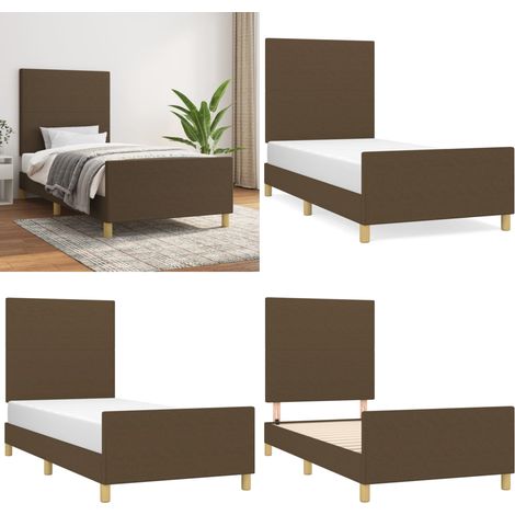 Giroletto senza Materasso Marrone Scuro 90x190 cm Tessuto - Letto con testiera - Testiera per letto