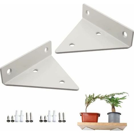 2 Pièces Supports D'étagère Flottant, Equerre Etagere Murale, Equerre Metal de étagère Robuste, Fixation pour Etagere Murale en Acier,blanch (1/5)