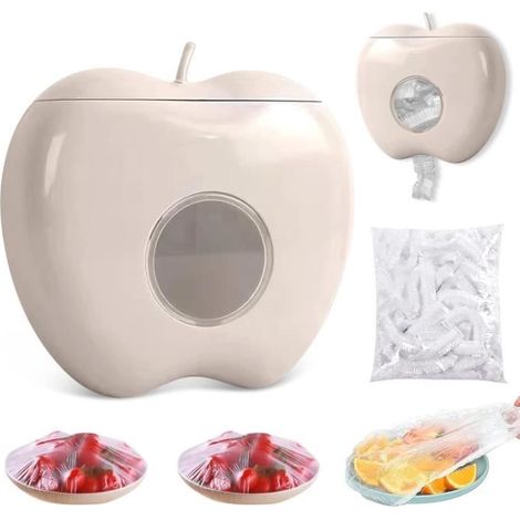 Boîte de Rangement pour Film Plastique,100pcs Sacs Conservation Frais,Sacs de Nourriture Étanches,Film Alimentaire Reutilisable-gris