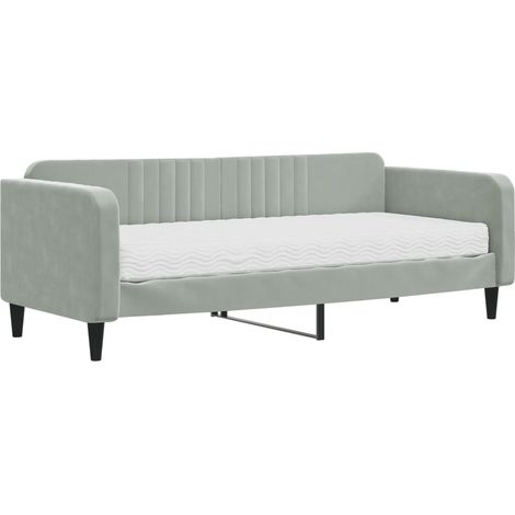 Maison Exclusive - Tagesbett mit Matratze Hellgrau 90x200 cm Samt