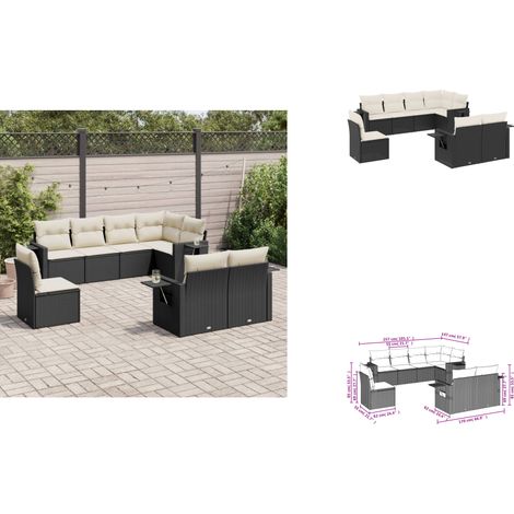 Salon de jardin 8 pcs avec coussins noir résine tressée - Ensemble Salon De Jardin - Meuble Extérieur - Résine Tressée - Rotin Synthétique - Mobilier De Jardin (1/3)