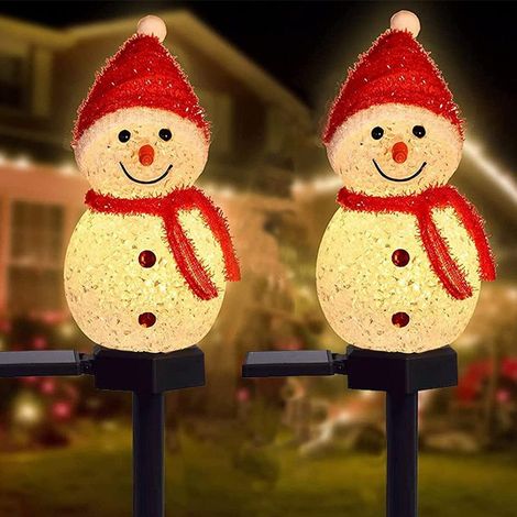 Nouvelle lampe de bonhomme de neige de décoration de noël, lampe solaire au sol, lampe de pelouse (rouge) YMYNY (1/5)