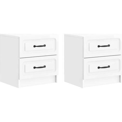 Maison Exclusive - Nachttisch 2 stk. Hochglanz Weiß 43 x 34,5 x 4 (1/5)