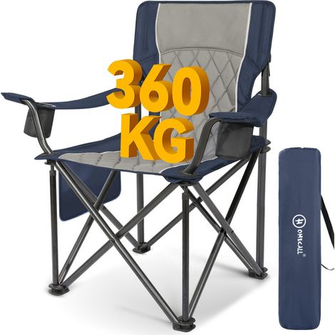 Homecall Campingstuhl Übergroßer Klappstuhl mit hoher Rückenlehne, XXL Faltstuhl Gepolstert (Bis 360KG Belastbar, 1 St), Robust und Zuverlässig klappstuhl für Outdoor, Balkon, Garten (blaugrau)