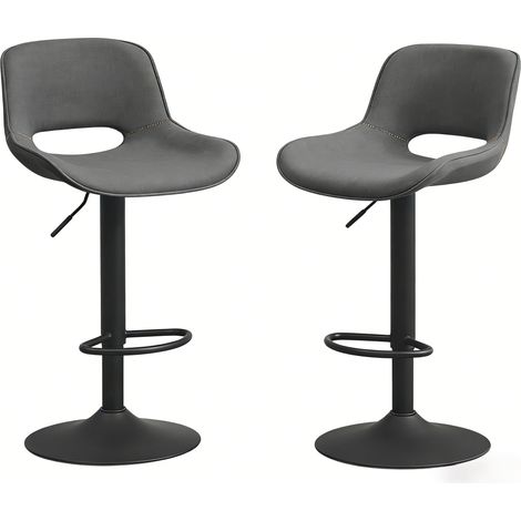 Lot de 2 tabourets de bar gris en tissu, pivotants à 360°, réglables en hauteur, dossier ergonomique, pied métal stable pour cuisine et comptoir  CHICFURN (1/5)