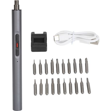 Mini tournevis électrique réglable torsion précise magnétique avec 20 embouts LED lumineux (1/5)