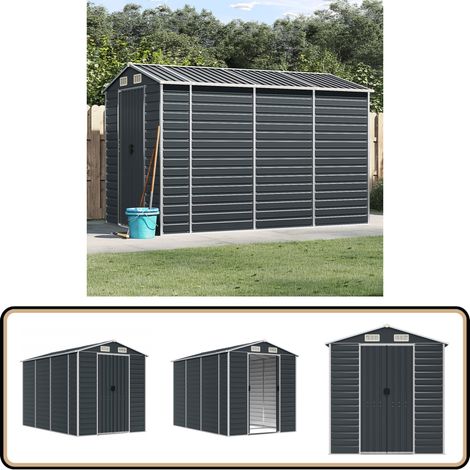 Abri de jardin anthracite 191x300x198 cm acier galvanisé - Abri De Jardin - Abri Métallique - Rangement Extérieur - Cabane De Jardin - Outillage