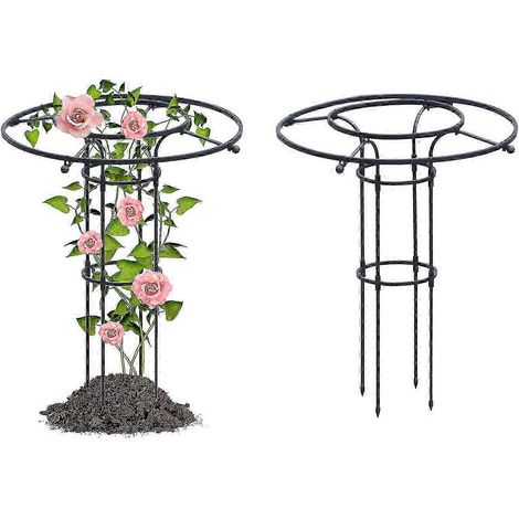 Tuteur de jardin pour plantes grimpantes et fleurs - Tuteur métallique pour plantes d'extérieur - Noir - 90 cm (1/3)