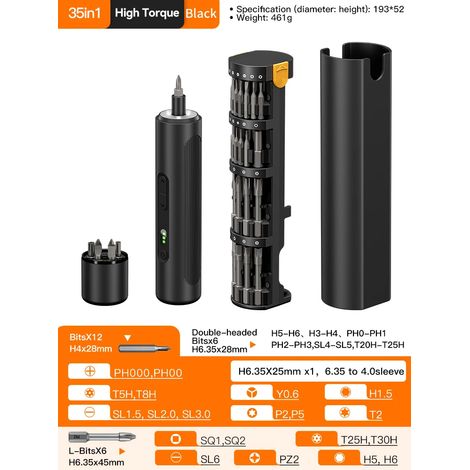 Tournevis électrique sans fil (35 en 1), couple de 5 Nm, batterie de 1500 mAh, outil de démontage multifonctionnel (1/5)
