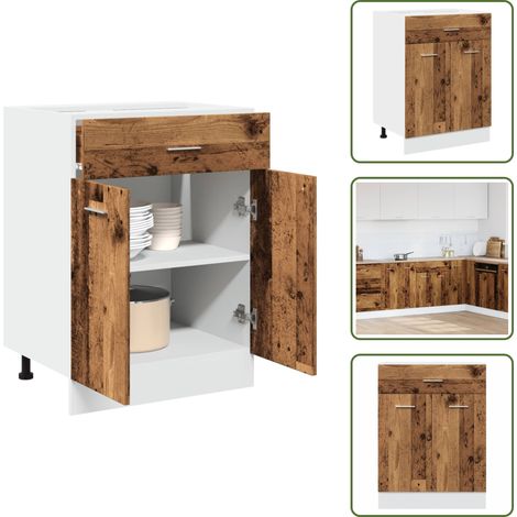 Unterschrank Altholz-Optik 60x46x81,5 cm Holzwerkstoff - Küchenschrank - Küchenschränke - Küchenmöbel - Lagerschrank (1/5)