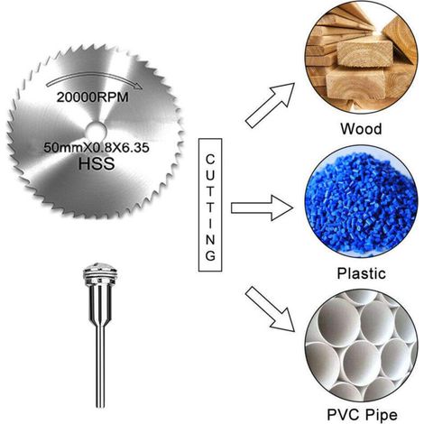 Disques coupe pour Dremel - Lame scie circulaire HSS - Pour bois, plastique, métal - Miniature précise (1/3)
