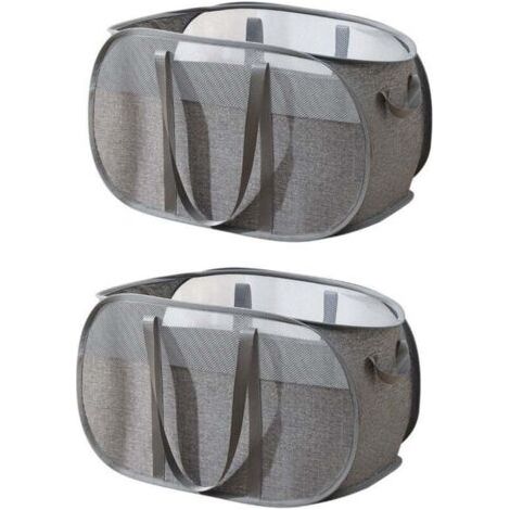 Lot de 2 Panier a Linge Pliable, Panier Linge Pliable, Paniers à Linge pliables, sac a linge en maille pour vêtements sales, dortoirs, familles (1/5)