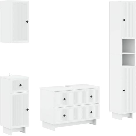 4 Piece Bathroom Cabinet Set EDE White Engineered Wood vidaXL (1/5)