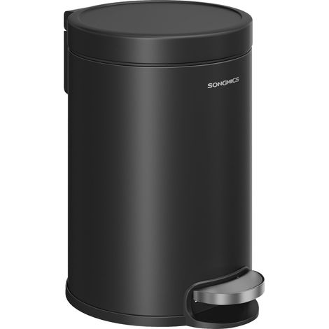 SONGMICS Cestino da Bagno a Pedale, Pattumiera Bagno 3 L in Acciaio, Coperchio con Chiusura Morbida, Secchio Interno, per Rifiuti, Camera da Letto, Nero Inchiostro LTB013BZ01 (1/5)