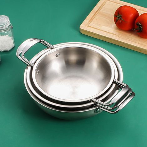 Marmite En Acier Inoxydable - Fond Plat - Compatible Induction - Pour Soupe Riz Noodles Fruits De Mer - 1 Pièce (1/5)
