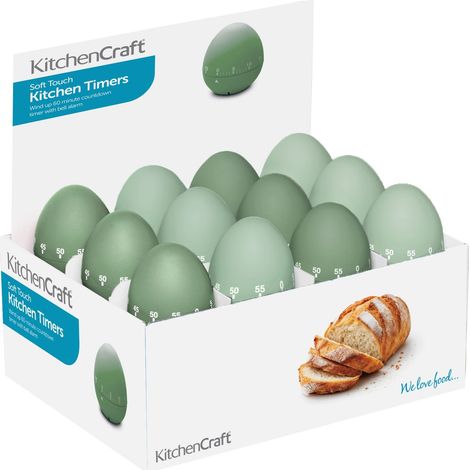 Kitchencraft soft touch kitchen timers with 60 minute countdown timer and bell alarm, light and dark green, display of 24