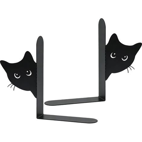 robuste schwarze Katzen Buchstütze für Bücherregal robuster