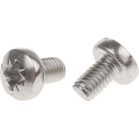 Vis à métaux RS PRO M6 à tête Cylindrique Pozidriv en Acier Inoxydable, 10mm ( Prix pour Sachet de 50 )