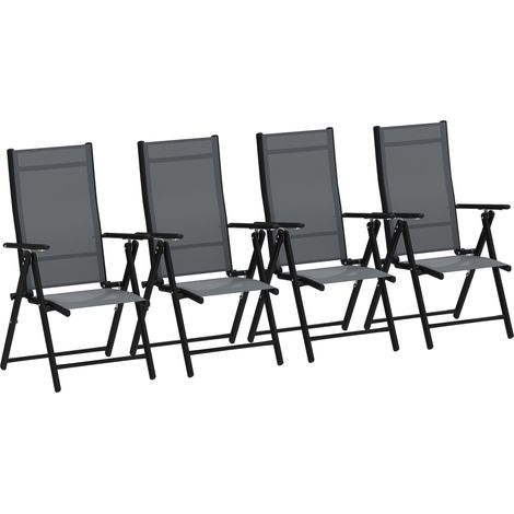 Outsunny Set 4 Sedie per Esterno Pieghevoli con Braccioli 56x69x106 cm Grigio