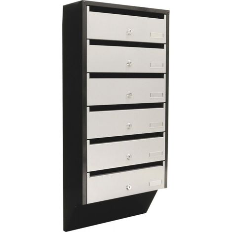 Depósito 6 Caja de cartas colectivas plateadas / negras con 2 teclas (1/2)