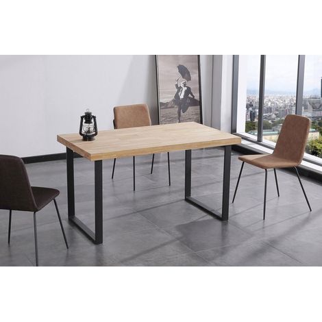 Mesa salón fija Natural roble nordish estructura negra 140 cm(ancho)80 cm(largo) 76,5 cm(alto) (1/3)