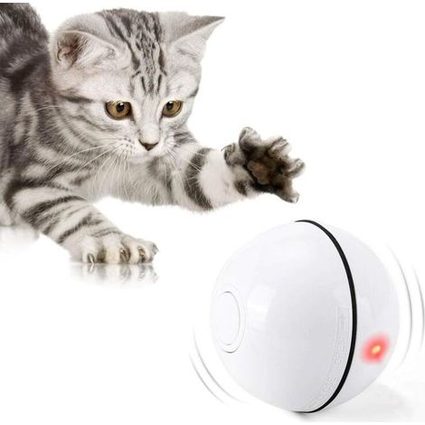 Katzenspielzeug, Spielball mit LED-Licht, 360°-Drehfunktion und USB-Ladefunktion. Interaktives Katzenspielzeug für Kätzchen und andere Katzen (Weiß). (1/5)