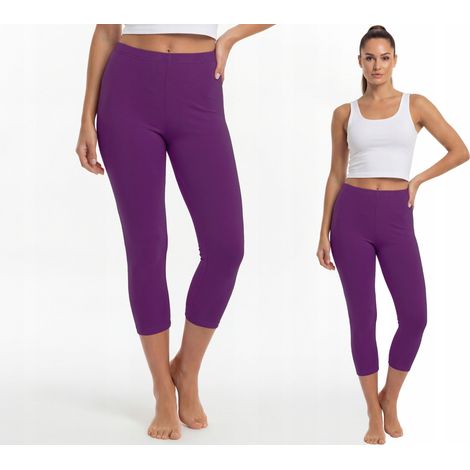 Leggings in cotone 3/4, produttore polacco, colore viola, taglia XXL (1/4)