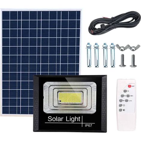 YMYNY Solar-Flutlicht + Fernbedienung + Timer + Helligkeitsregelung, 50 W mit 180 LED-Perlen (1/4)