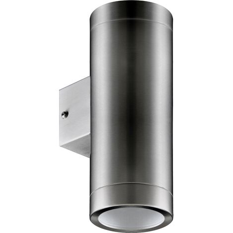 Lampada da parete per esterni da giardino, cromo opaco, IP54, 35W, aster, 2xGU10, inox, Ideus 03016 (1/2)