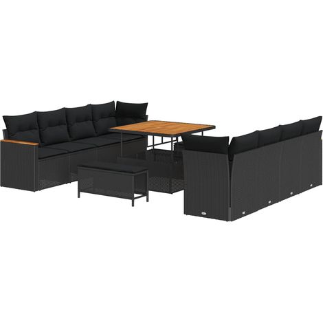 Maison Exclusive - Gartensofa-set mit Kissen 12 pcs Schwarz Poly-