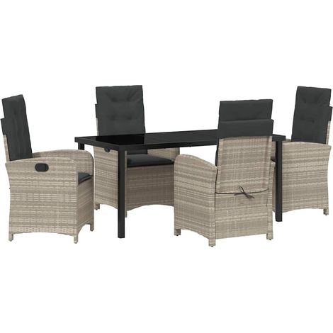 Maison Exclusive - Set da Pranzo per Giardino 5 pcs Grigio chiaro polyrattan (1/5)