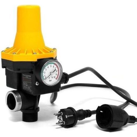 Pressostat Pompe Eau 10bar, Pressostat électrique, Mise en marche et arrêt automatiques,Mise en marche et arrêt automatiques, avec câble, Jaune (1/5)