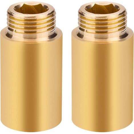 Lot de 2 rallonges de robinet - 1/2" x 40 mm - Rallonge filetée DN15-1/2" IG x 1/2" AG - Raccord d'extension en laiton 40 mm - Rallonge de raccordement pour eau potable et installation de chauffage